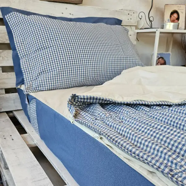 Zip&Dream, Set da letto completo, Family, Vichy - Quadratino - Azzurro - immagine 7