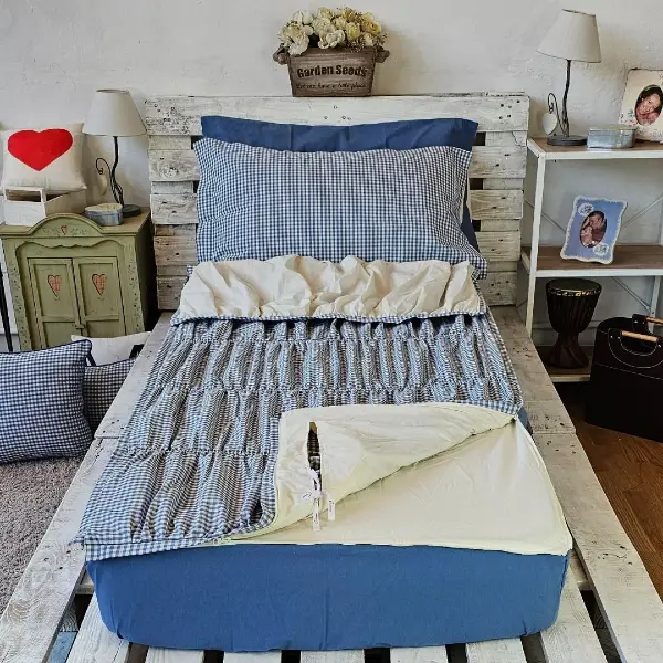 Zip&Dream, Set da letto completo, Family, Vichy - Quadratino - Azzurro - immagine 5